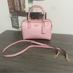 Coach Light Pink Satchel with Gold Accents